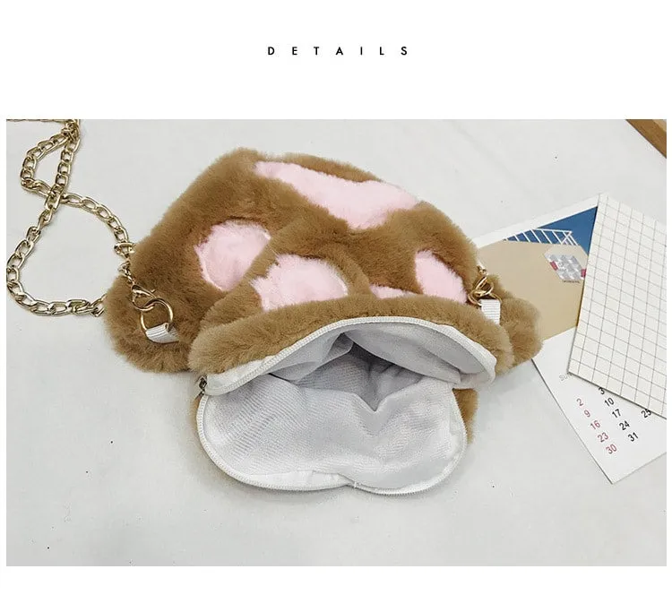 Cute Fluffy Cat Paw Plush Shoulder Bag