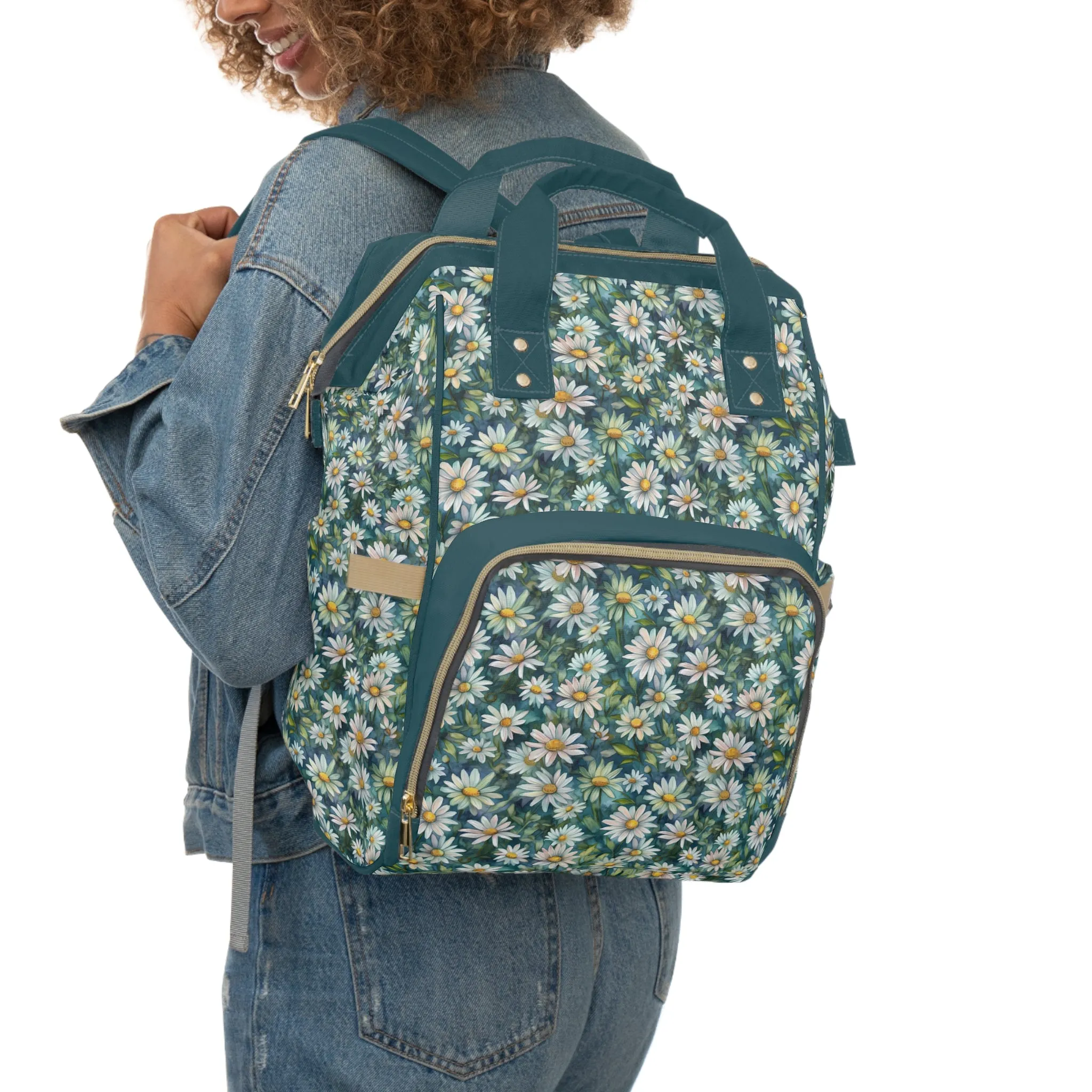 Daisy Diaper Backpack - Charming & Multifunctional Baby Bag with Daisy Patterns, Perfect for Nature-Loving Parents