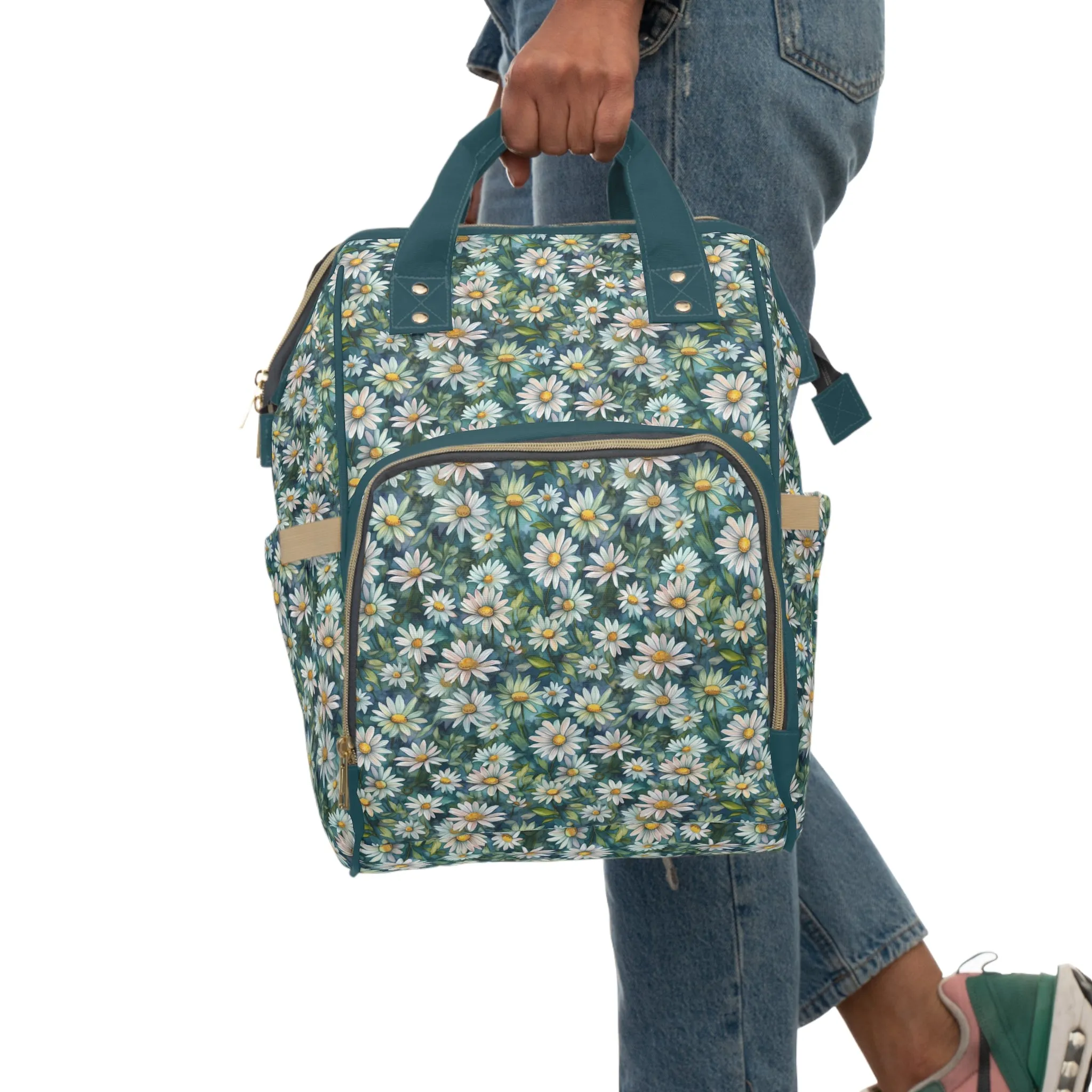 Daisy Diaper Backpack - Charming & Multifunctional Baby Bag with Daisy Patterns, Perfect for Nature-Loving Parents