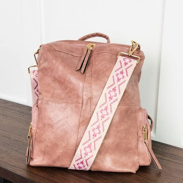Dani & Em Charis Convertible Vegan Leather Double Strap Backpack