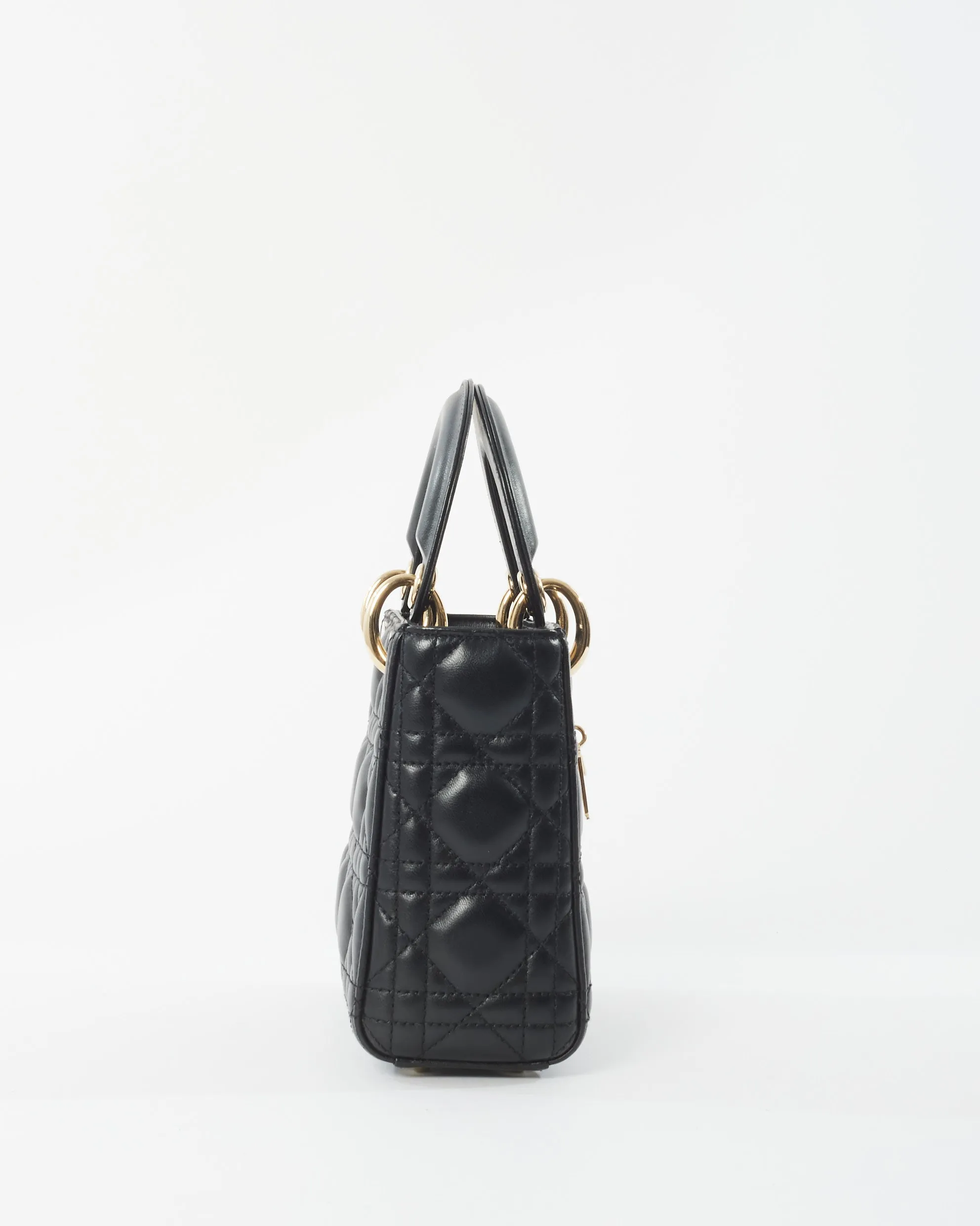 Dior Black Lambskin Leather Mini Lady Dior Bag GHW