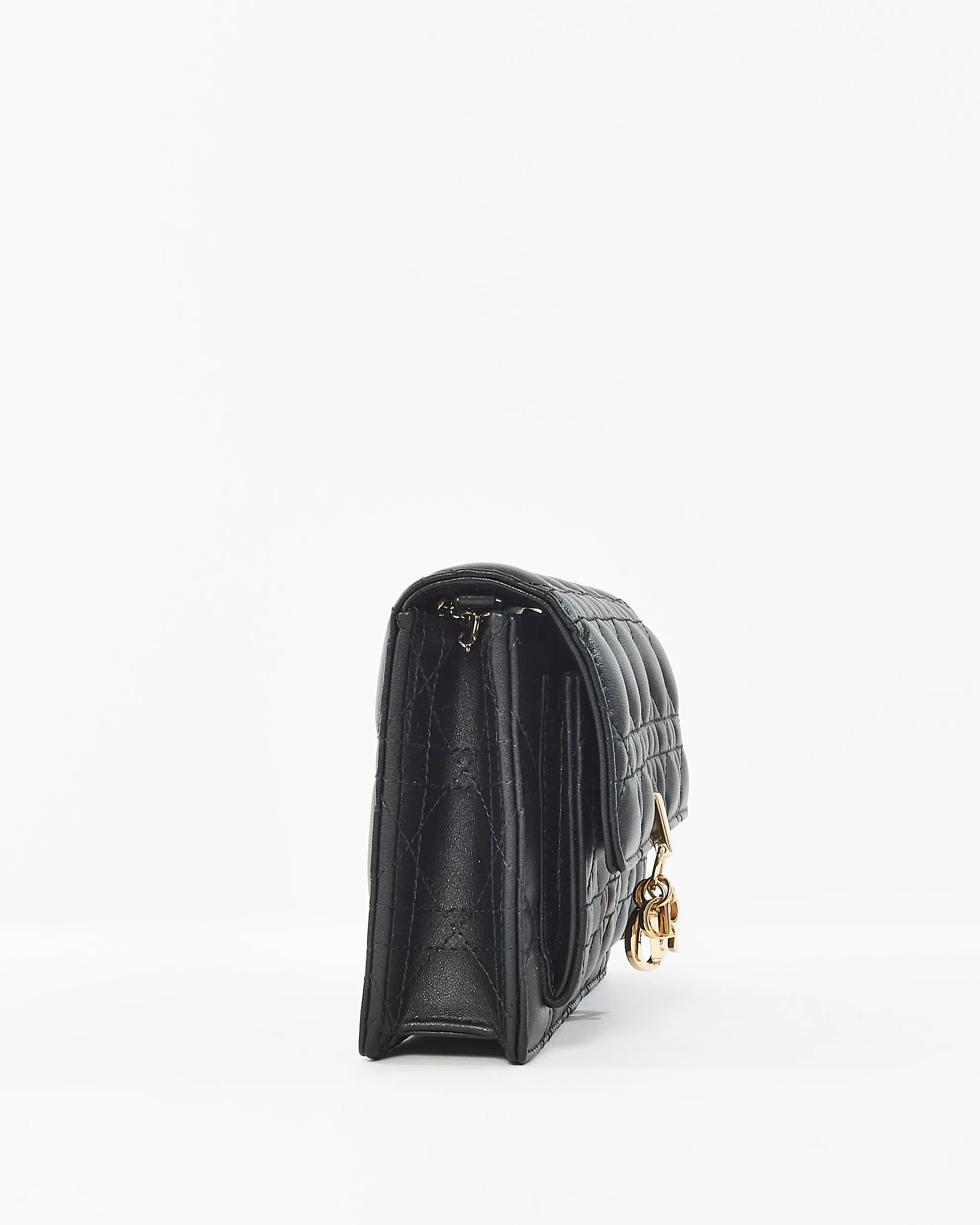 Dior Black Lambskin Leather My Dior Cannage Wallet On Chain