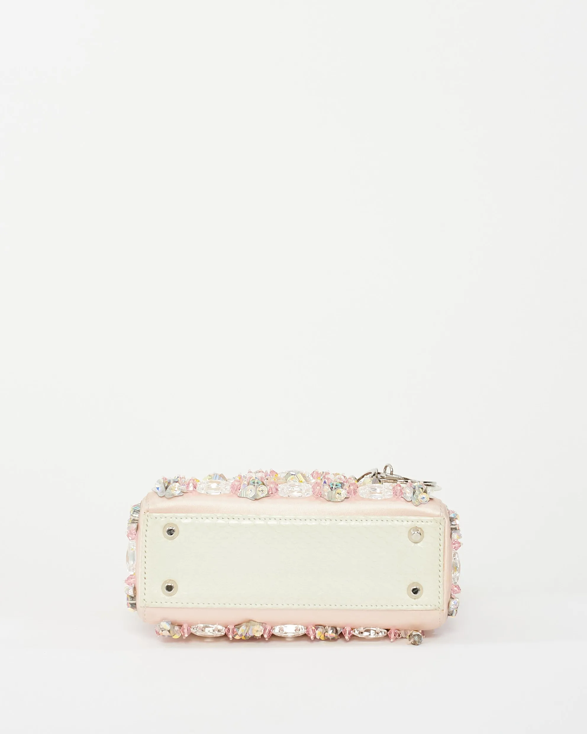Dior Pink Satin Embellished Mini lady dior Bag