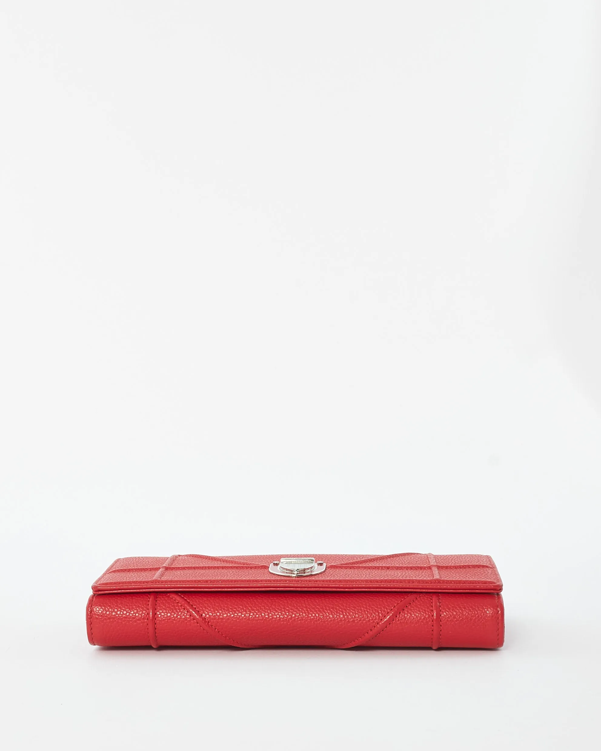 Dior Red Leather Dioramma Wallet On Chain