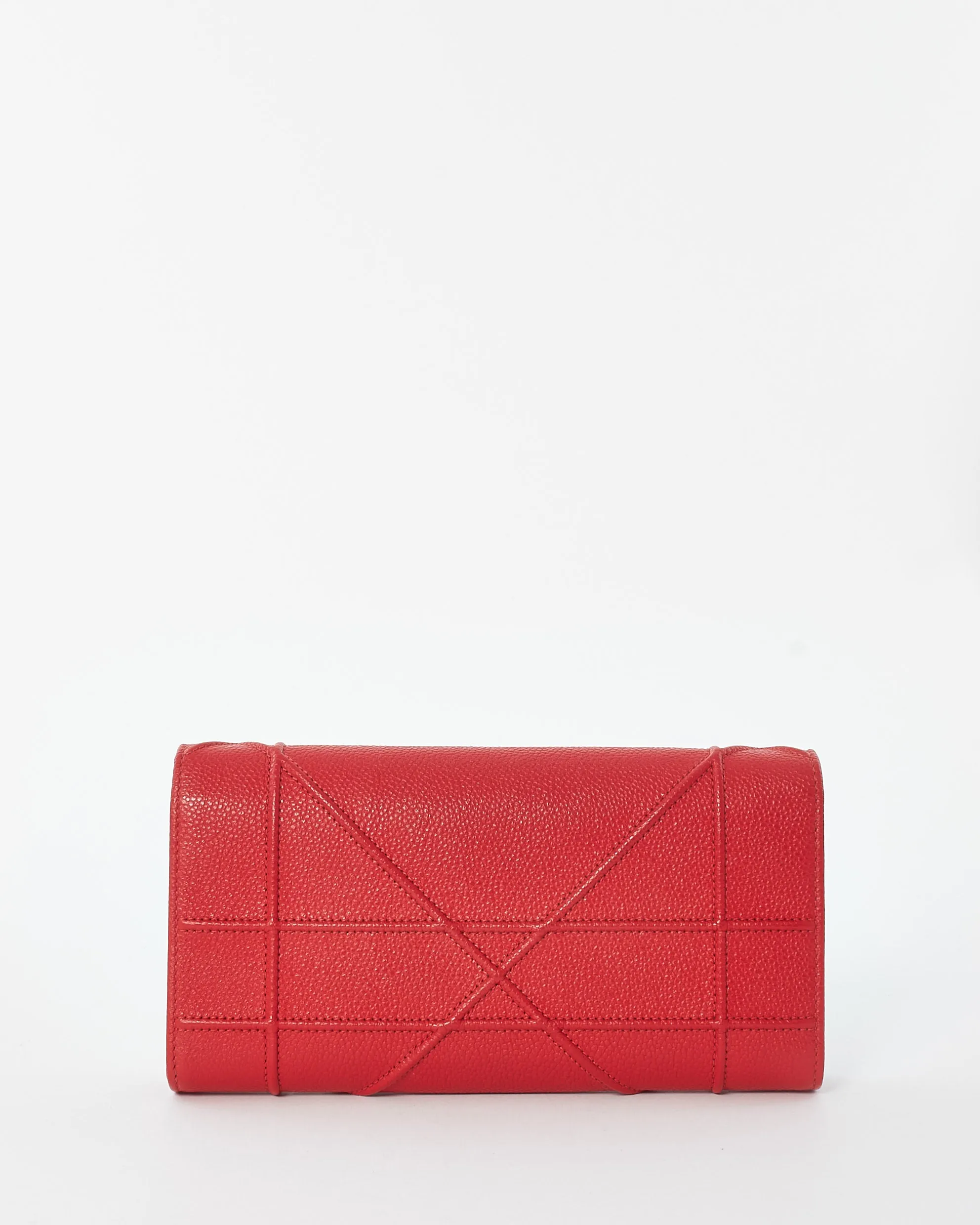 Dior Red Leather Dioramma Wallet On Chain