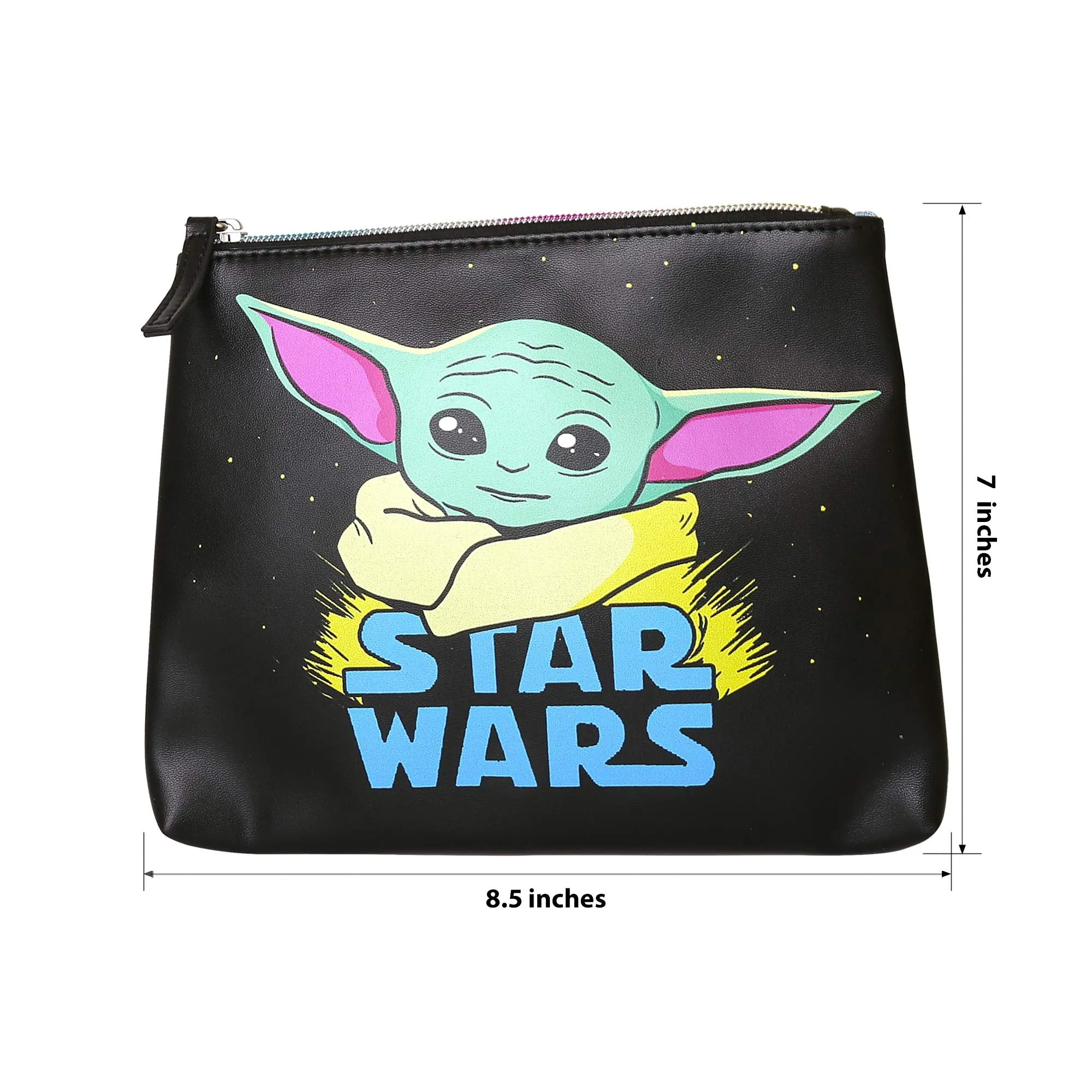 Disney Star Wars Mandalorian Grogu Faux Leather Make Up Cosmetic Bag Set