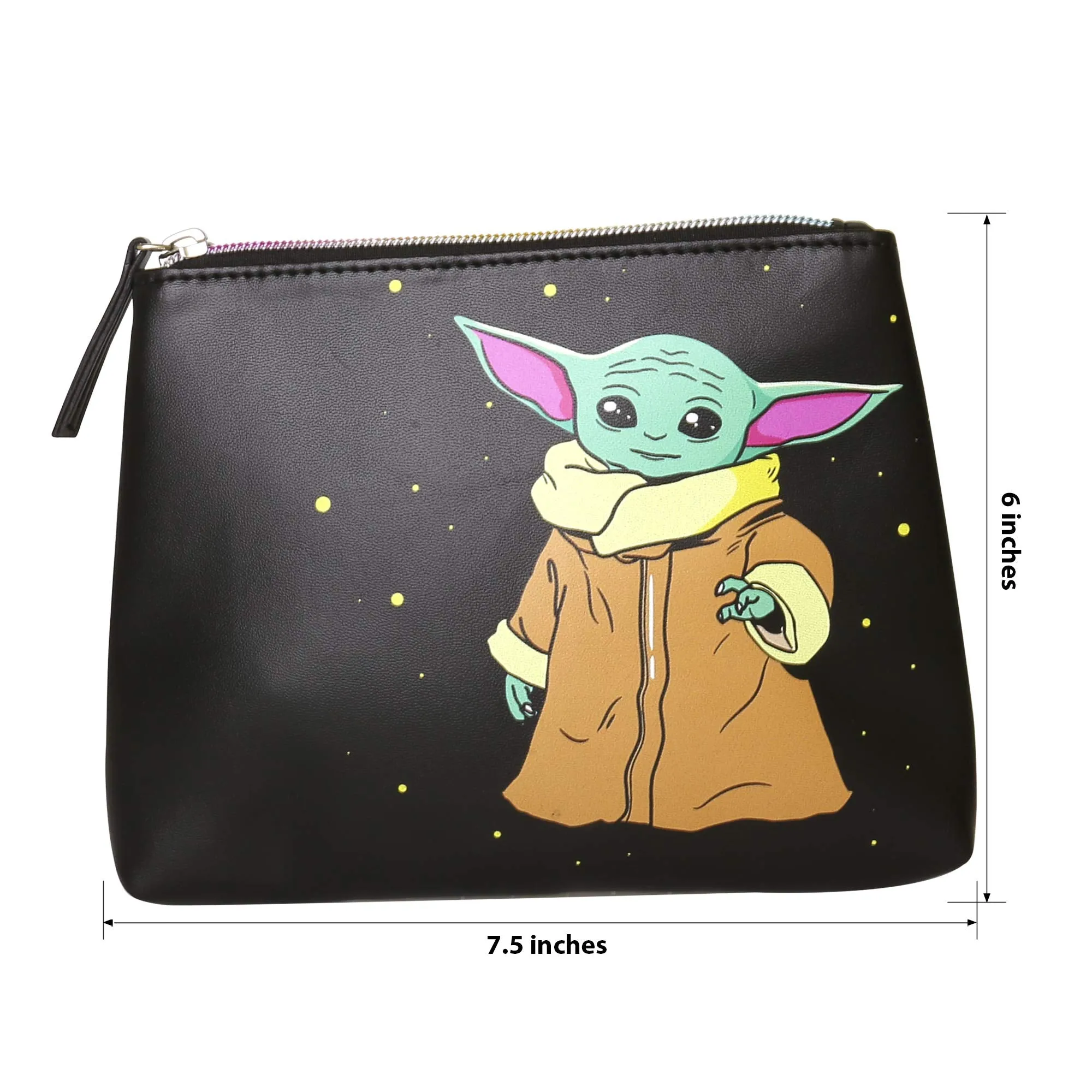 Disney Star Wars Mandalorian Grogu Faux Leather Make Up Cosmetic Bag Set