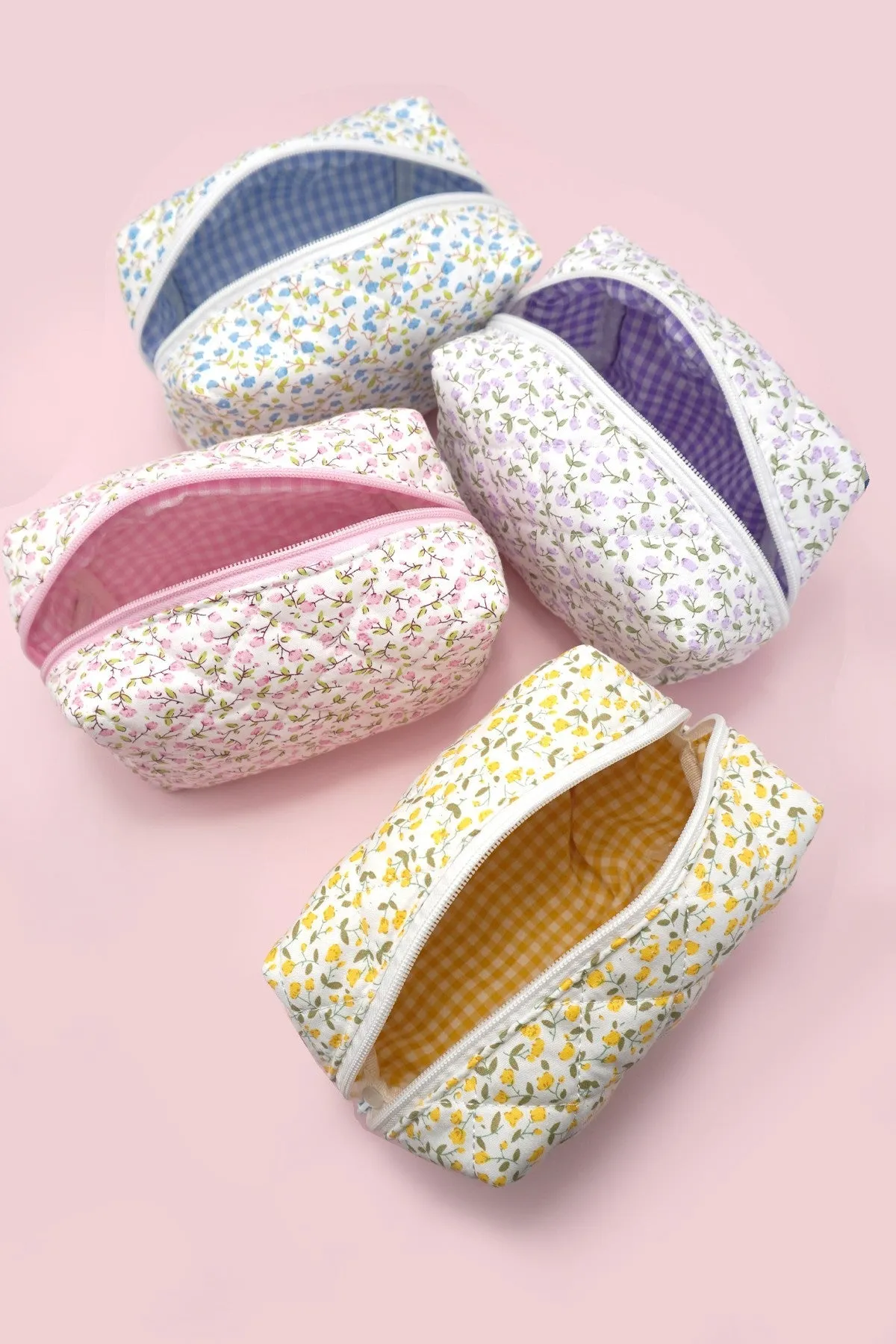 DITSY QUILTED COTTON FLORAL COSMETIC POUCH BAG | 40P557