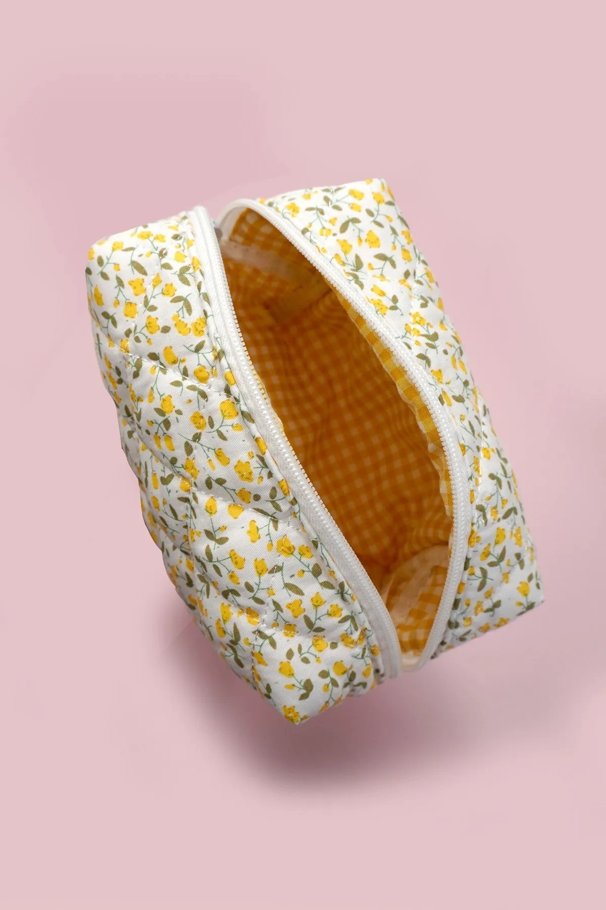 DITSY QUILTED COTTON FLORAL COSMETIC POUCH BAG | 40P557