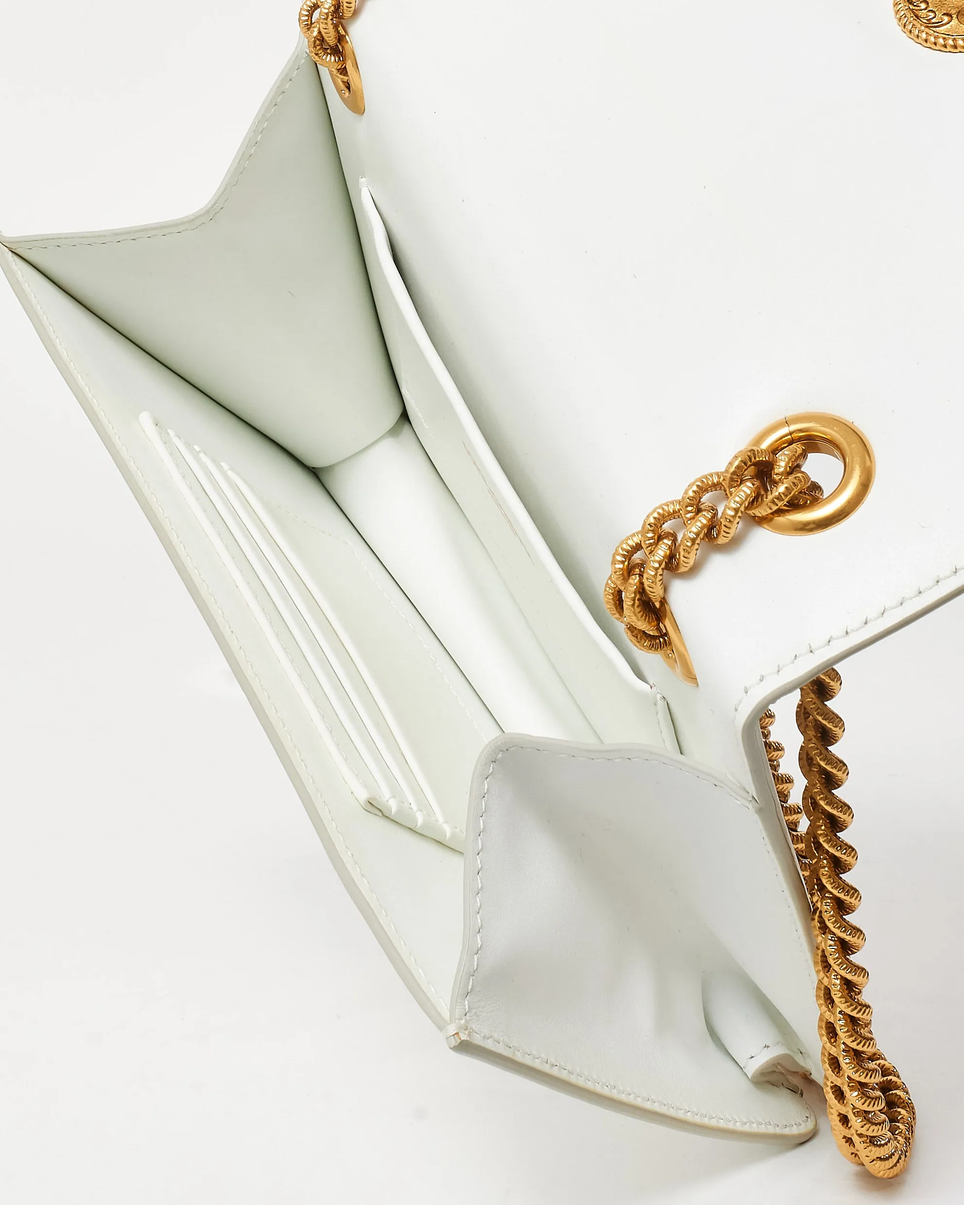 Dolce & Gabbana White Leather & Gold Devotion Bag