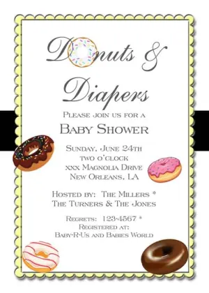 DONUTS AND DIAPERS CUSTOM INVITATION
