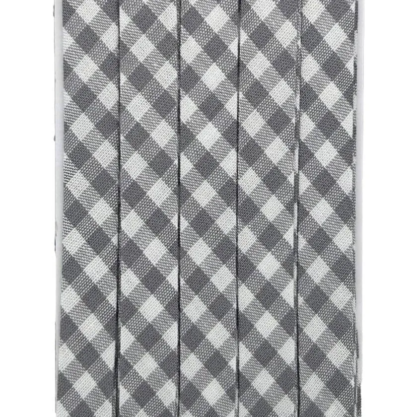 Double Fold Bias Tape 3/8" - Gray Gingham