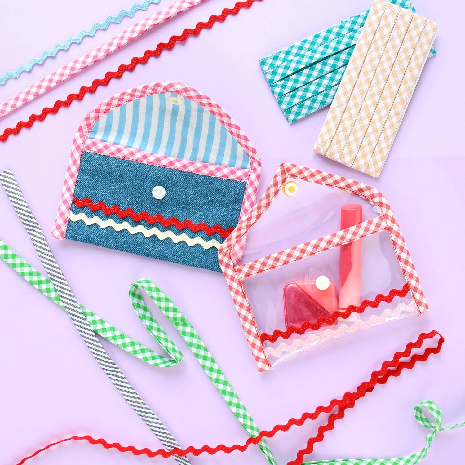 Double Fold Bias Tape 3/8" - Gray Gingham