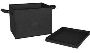 DOUBLE R BAGS Large-Capacity Foldable Storage Bin Box with Lid Cover and Handle (Black)(Strg-4B1)