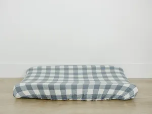 Dusty Blue Gingham Muslin Changing Pad Cover