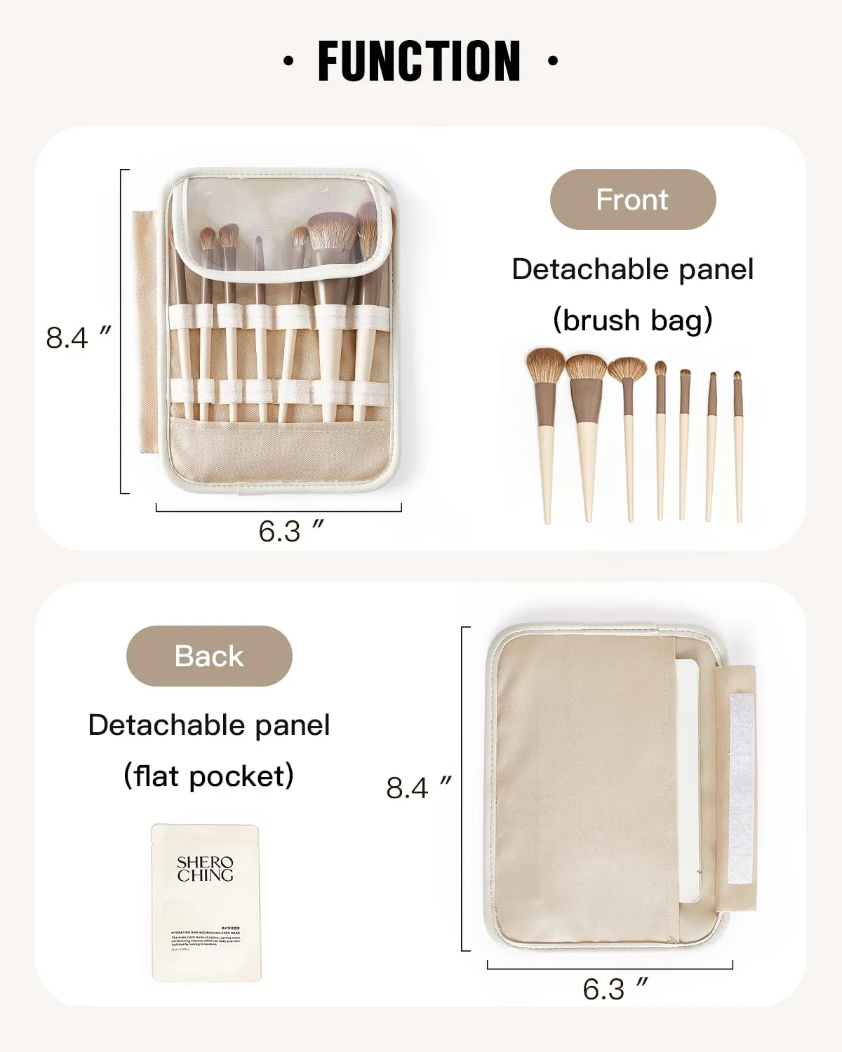EACHY Travel Makeup Bag, Large Capacity Cosmetic Bags for Women, Waterproof PU Leather Make Up Bag with Makeup Brush Organizer (Checkered-White)