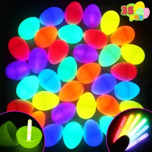 Easter Eggs with Mini Sticks for Kids Glow-in-The-Dark Basket Stuffers Fillers Gift
