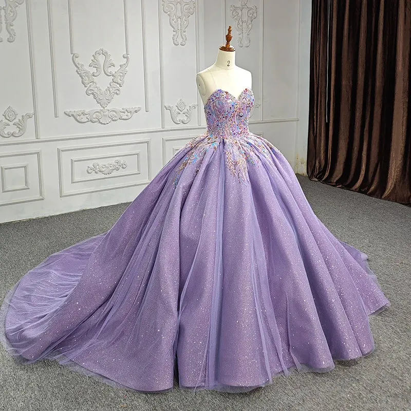 Elegant Sweetheart Strapless Ball Gown Lace Up Beading Quinceanera Dresses Prom Dresses