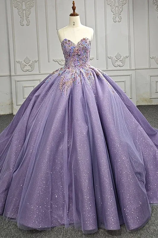 Elegant Sweetheart Strapless Ball Gown Lace Up Beading Quinceanera Dresses Prom Dresses