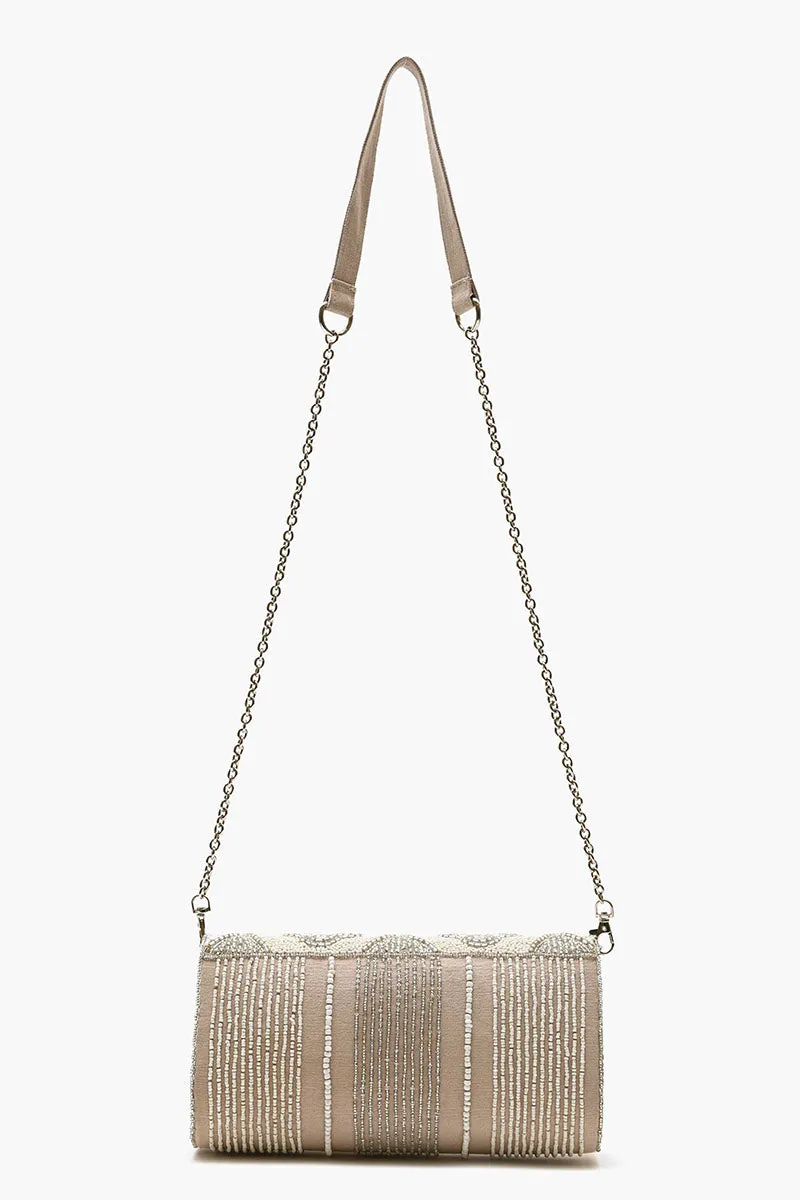 Embellished Convertible Clutch-Natural
