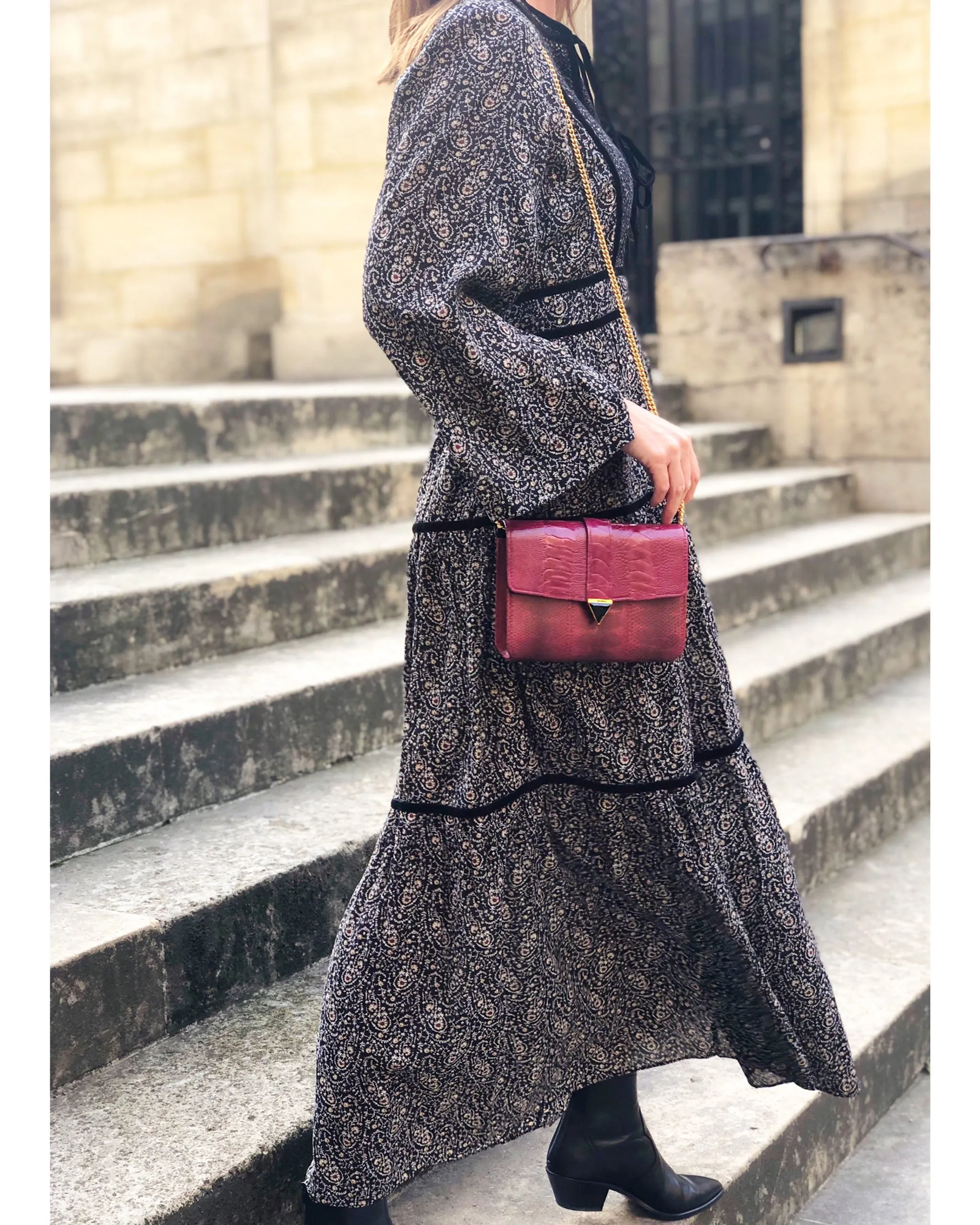 ERIKA SNAKESKIN & OSTRICH LEG CROSSBODY BAG