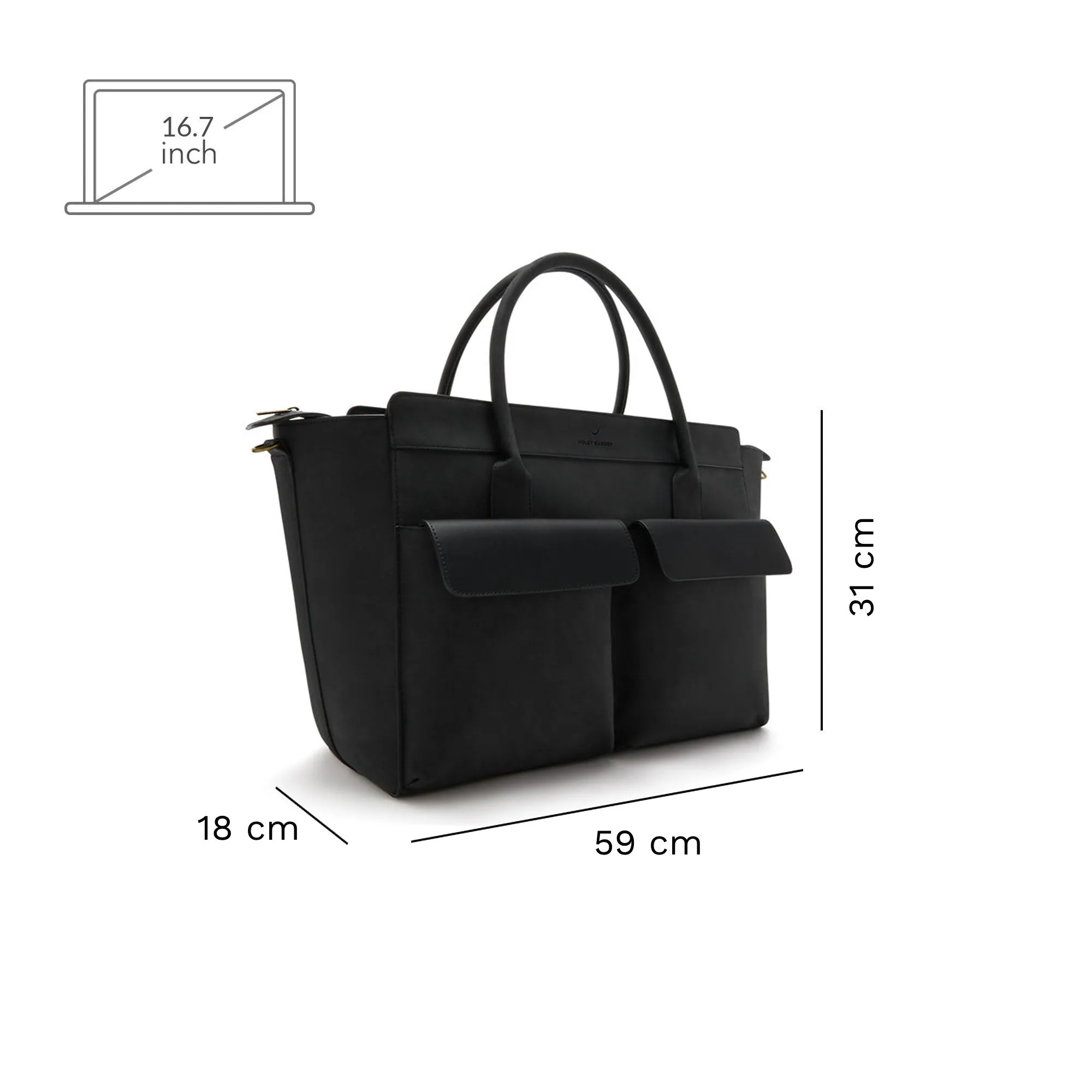 Essential Bag black handbag with 16.7 inch laptop compartment