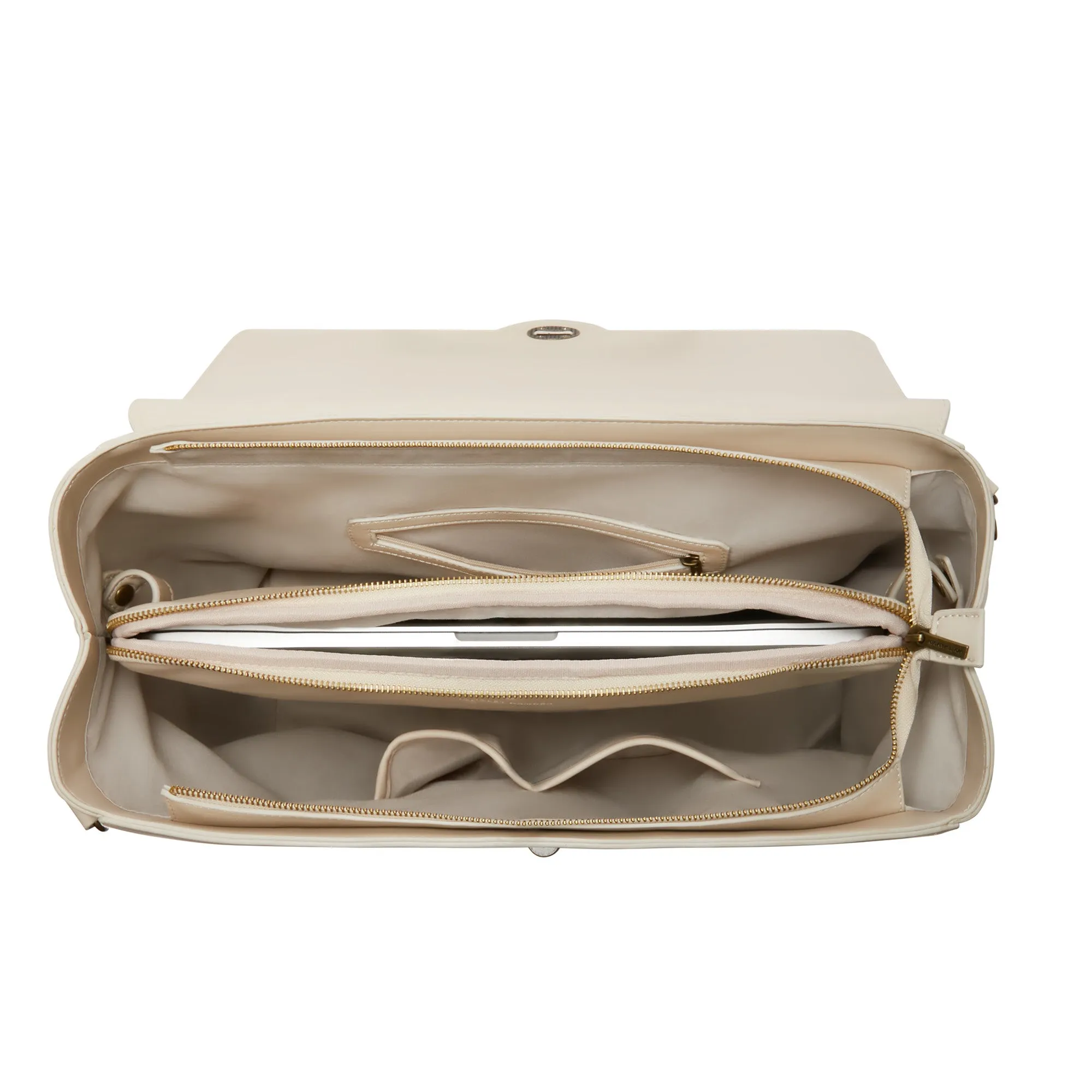 Essential Bag cream handbag with 16.4 inch laptop compartment