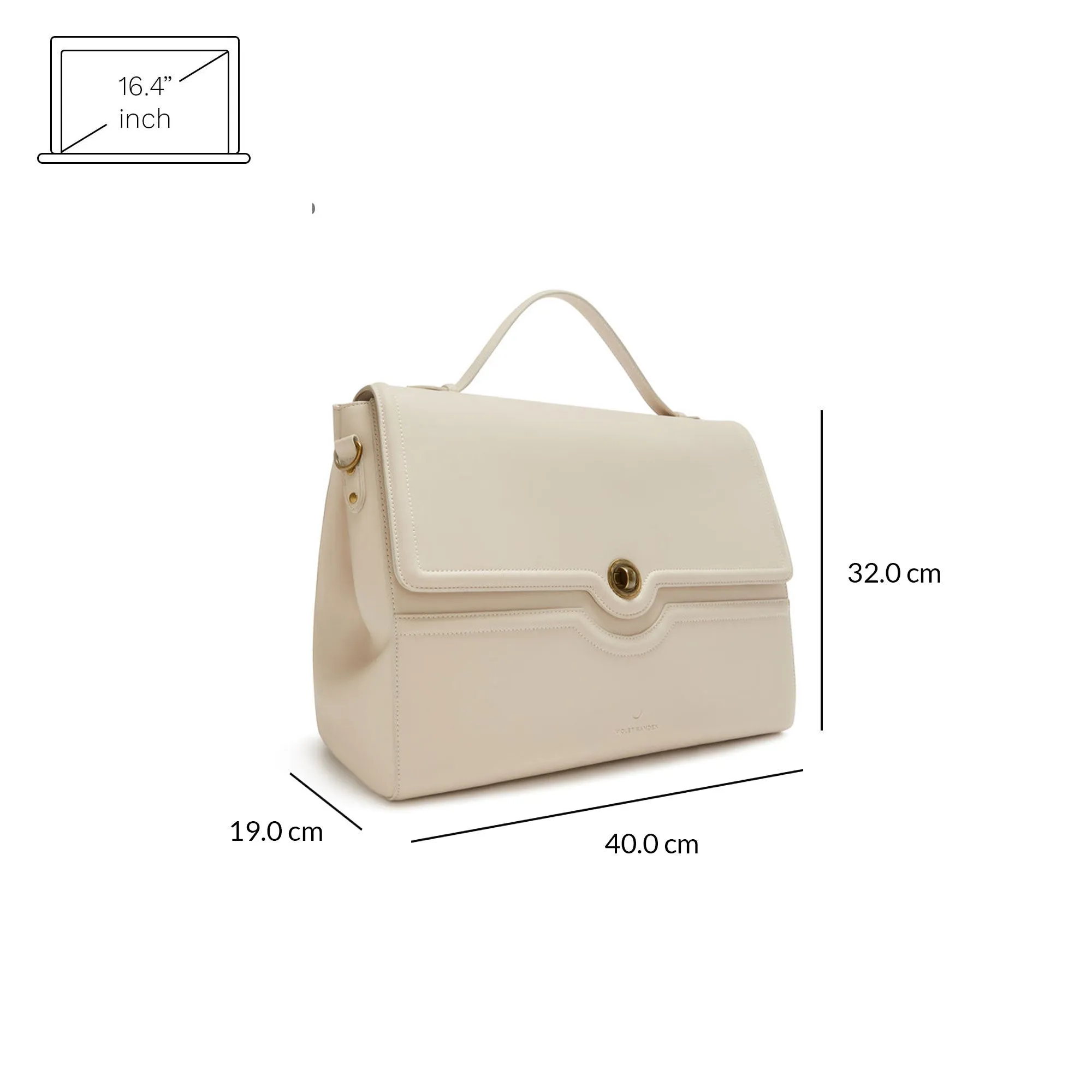Essential Bag cream handbag with 16.4 inch laptop compartment
