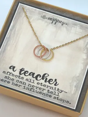 Eternity necklace, Teacher appreciation gift, Teacher gifts, Gift for teacher, personalized teacher, end of year teacher gift, inexpensive