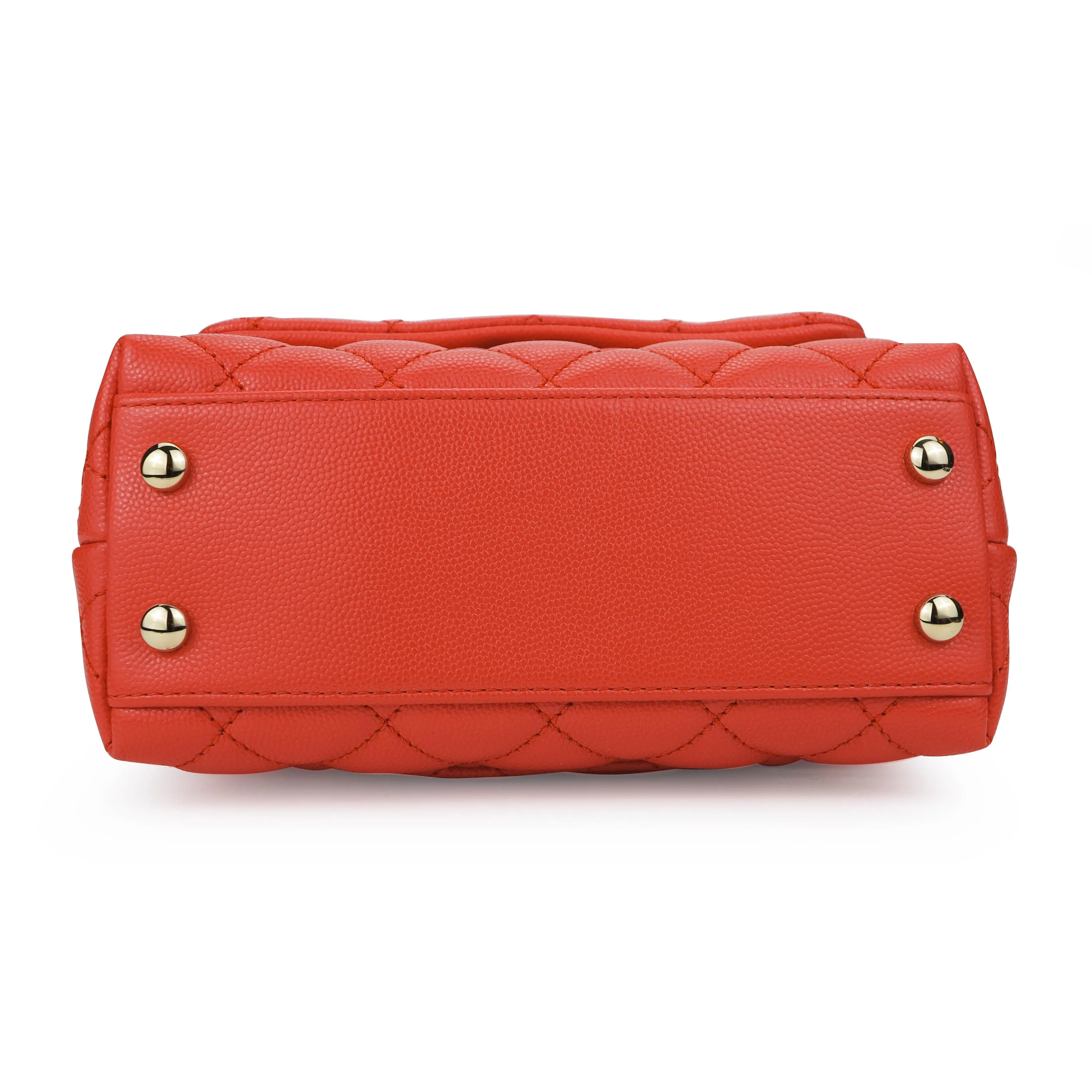 Extra Mini Coco Handle Flap Bag in Coral Red Caviar