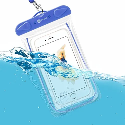 F-color Waterproof Case, 4 Pack Transparent PVC Waterproof Phone Pouch Dry Bag for Swimming, Boating, Fishing, Skiing, Rafting, Protect iPhone X 8 7 6S Plus SE, Galaxy S6 S7, LG G5 and More