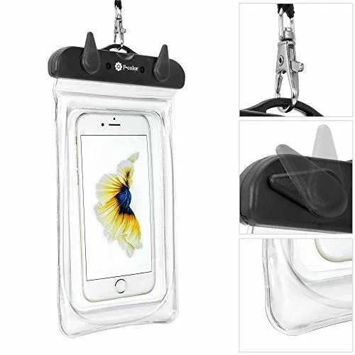 F-color Waterproof Case, 4 Pack Transparent PVC Waterproof Phone Pouch Dry Bag for Swimming, Boating, Fishing, Skiing, Rafting, Protect iPhone X 8 7 6S Plus SE, Galaxy S6 S7, LG G5 and More