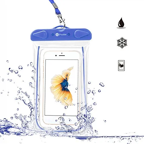 F-color Waterproof Case, 4 Pack Transparent PVC Waterproof Phone Pouch Dry Bag for Swimming, Boating, Fishing, Skiing, Rafting, Protect iPhone X 8 7 6S Plus SE, Galaxy S6 S7, LG G5 and More