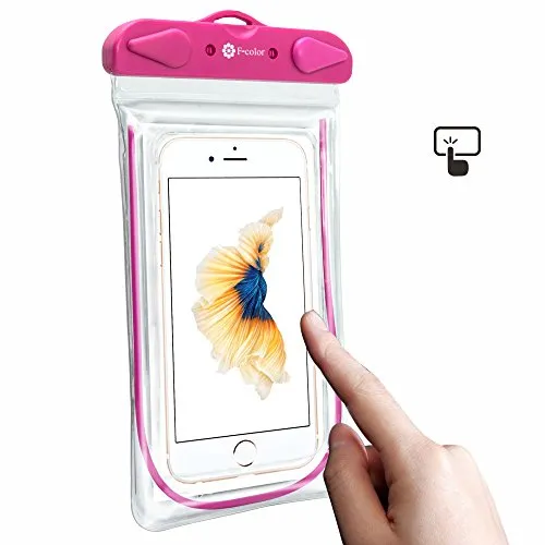 F-color Waterproof Case, 4 Pack Transparent PVC Waterproof Phone Pouch Dry Bag for Swimming, Boating, Fishing, Skiing, Rafting, Protect iPhone X 8 7 6S Plus SE, Galaxy S6 S7, LG G5 and More