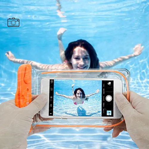 F-color Waterproof Case, 4 Pack Transparent PVC Waterproof Phone Pouch Dry Bag for Swimming, Boating, Fishing, Skiing, Rafting, Protect iPhone X 8 7 6S Plus SE, Galaxy S6 S7, LG G5 and More