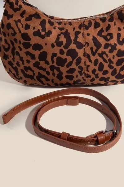 Fame Leopard Middle Stitch Zipper Handbag