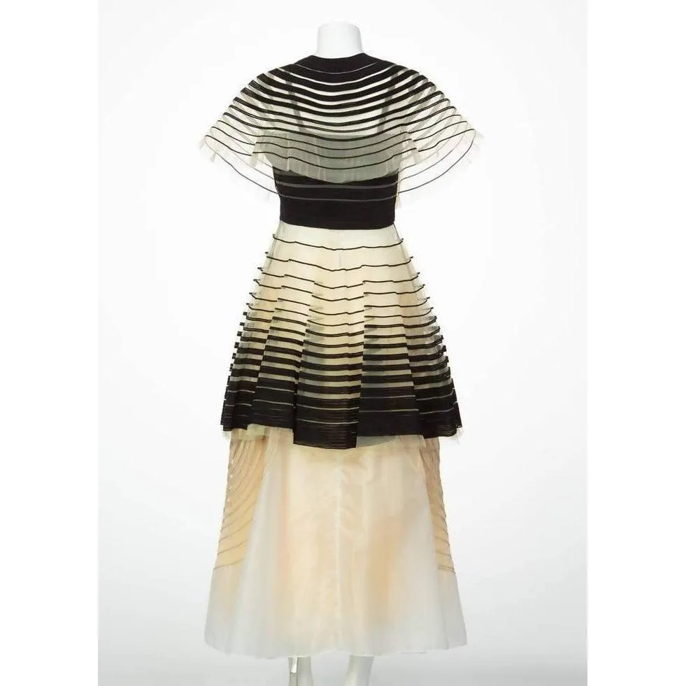 FENDI Black Cut-Out Three Piece Suede Dress Cape Skirt Set | Size XS/S
