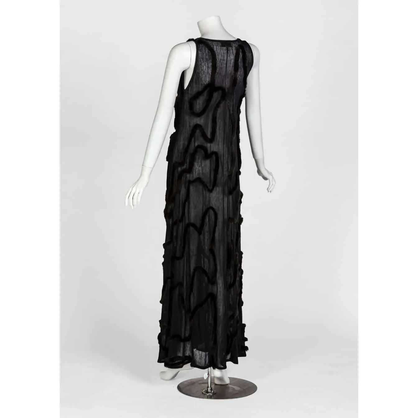 Fendi Black Semi-Sheer Maxi Dress | US M/L