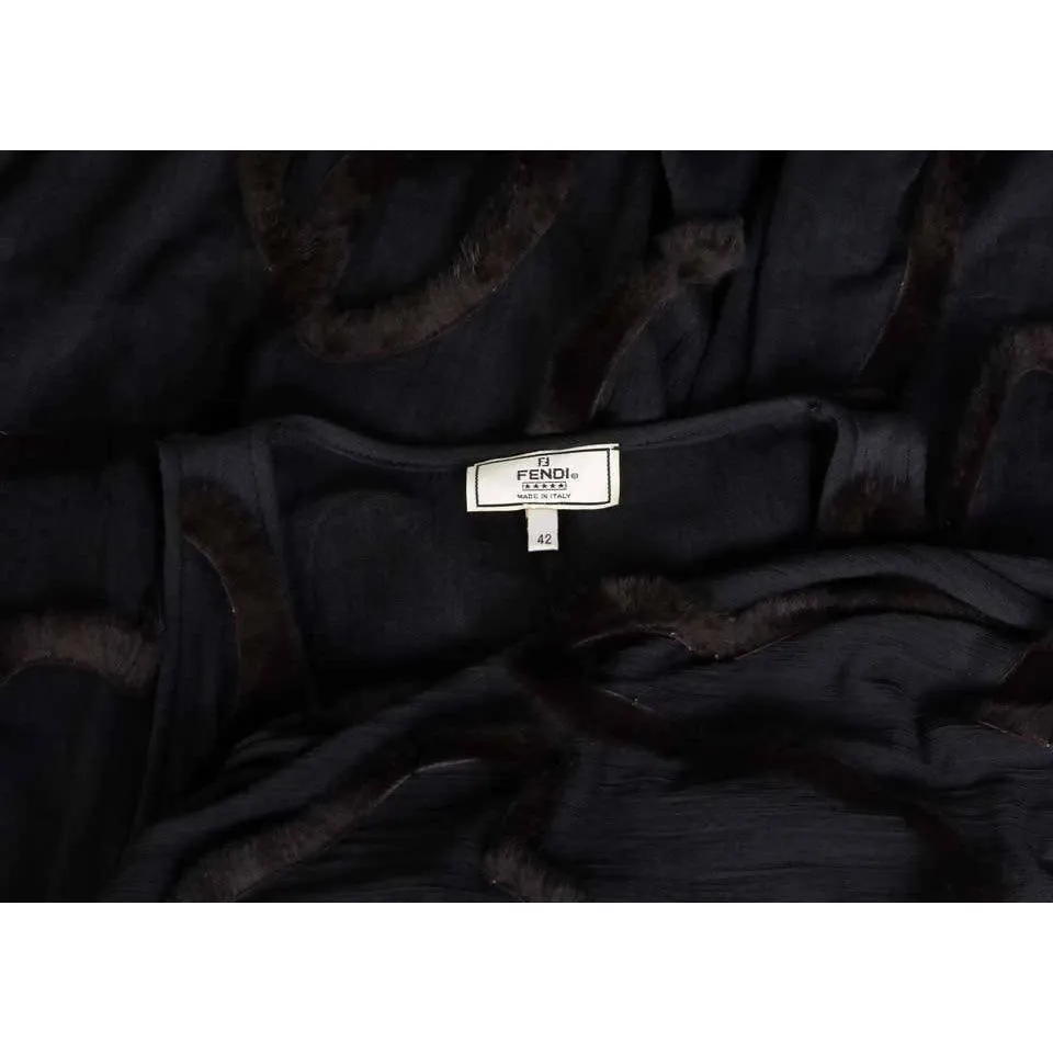 Fendi Black Semi-Sheer Maxi Dress | US M/L