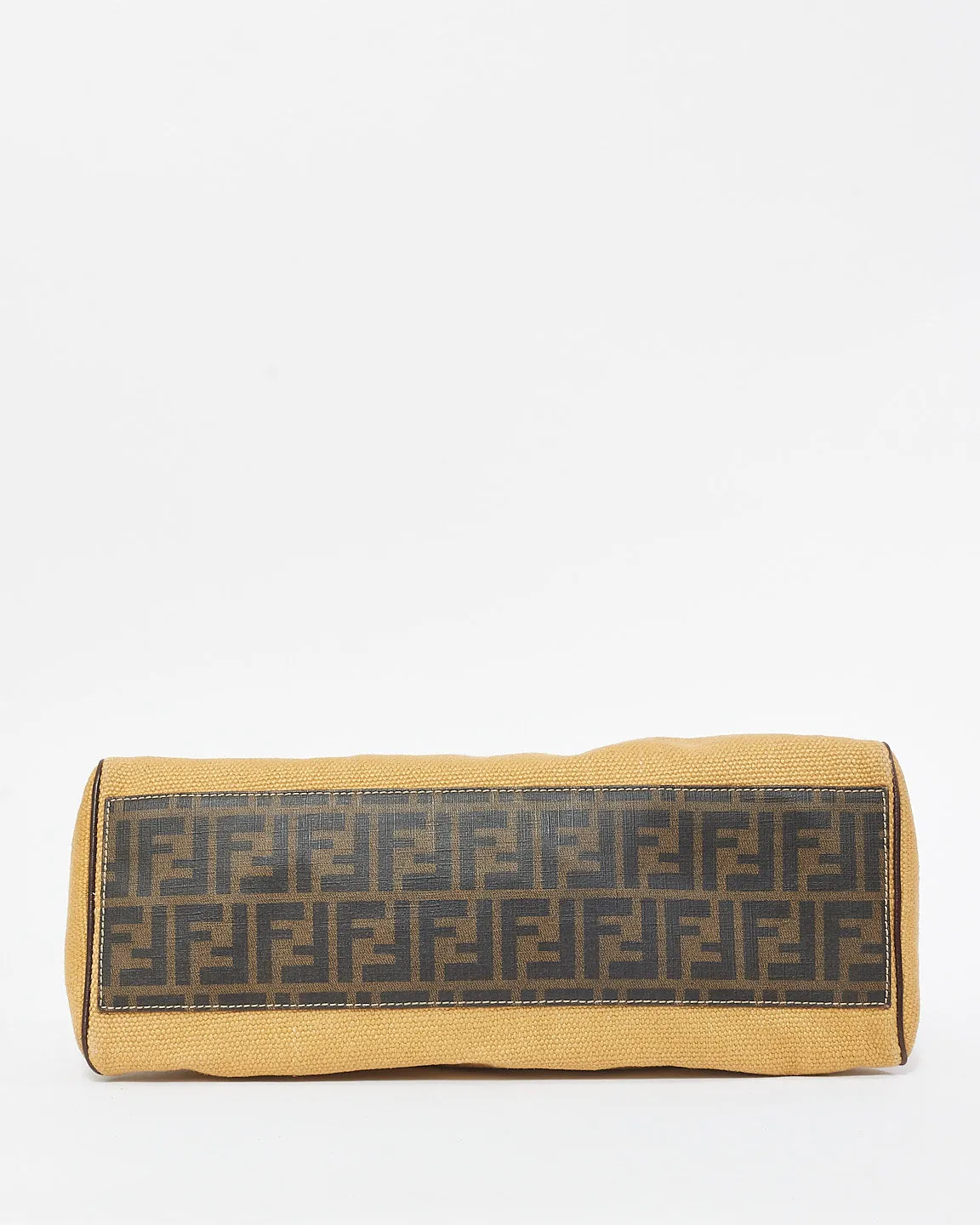 Fendi Vintage Beige Canvas & Brown Leather Bag De Jour