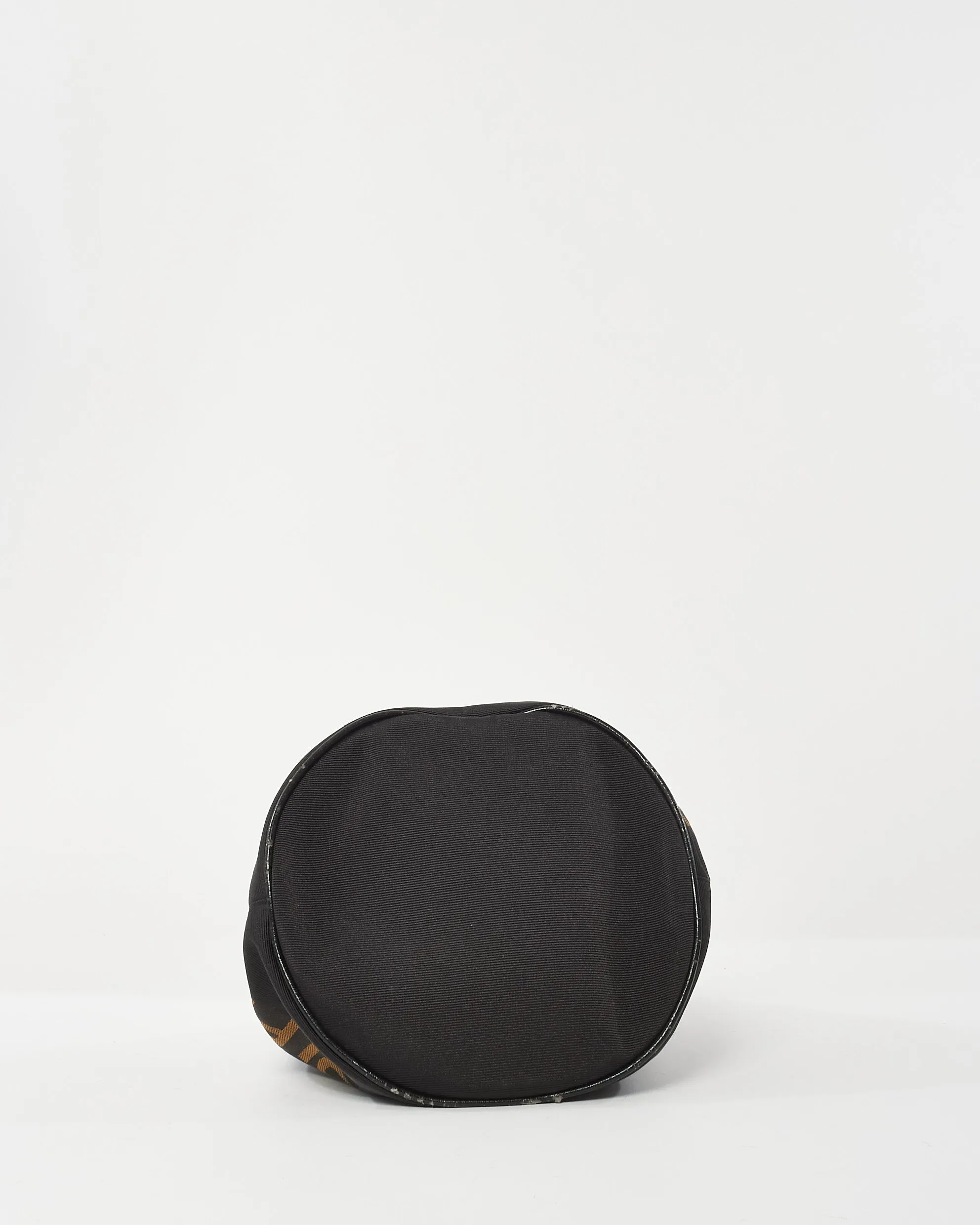 Fendi Vintage Black Nylon Logo Ottoman Bucket Bag