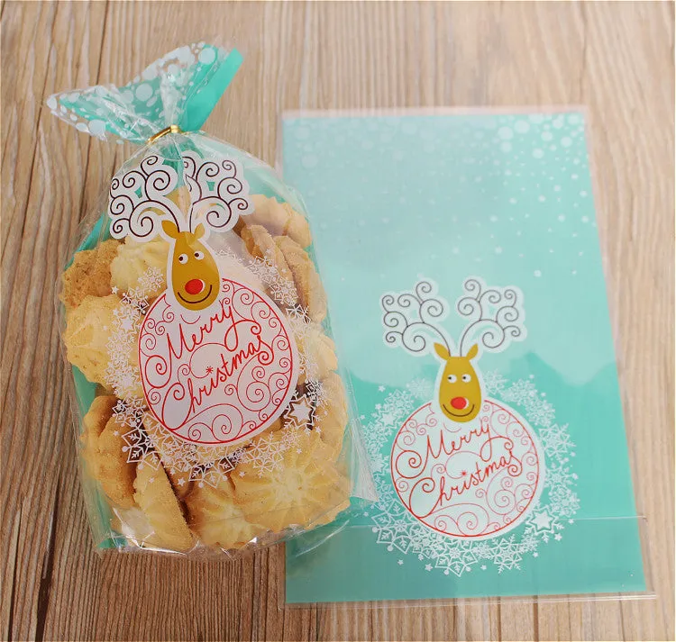 Festive Rudolph Deer Gift Bags Cello Bag - Party bags Set of 20/50/100 14x20 cm CB33