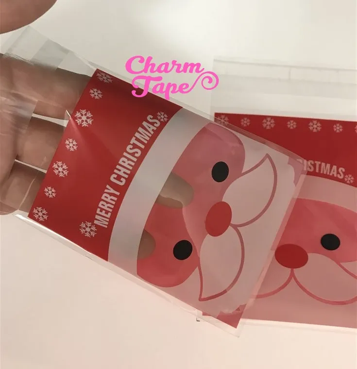 Festive Santa Gift Bags Cello Self-adhesive Cookie bag - Favors Party bags 20/50/100 bags 7x10cm CB71