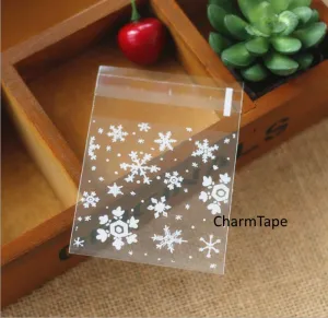 Festive Snowflake Gift Bags Cello Bags Self-adhesive Cookie bags - Favors Bags - Party bags CB7