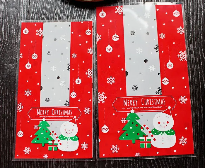 Festive Snowman Gift Bags Cello Bags Cookie bags - Favors Bags - Party bags Set of 20 bags CB8