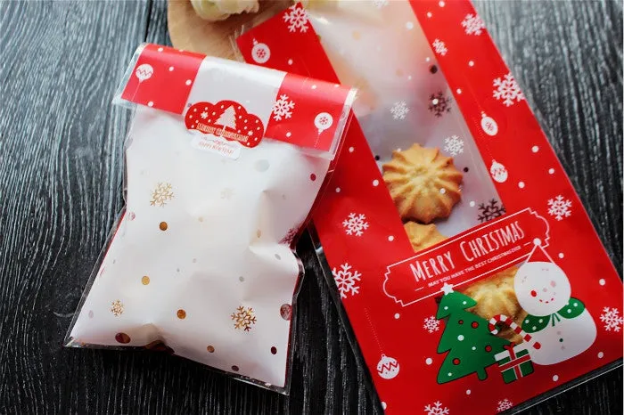 Festive Snowman Gift Bags Cello Bags Cookie bags - Favors Bags - Party bags Set of 20 bags CB8
