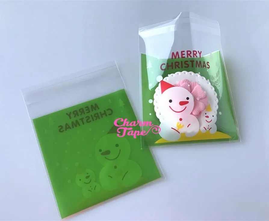 Festive Snowman Gift Bags Cello Bags Self-adhesive Cookie bags - Favors Bags - Party bags 20/50/100 bags CB55