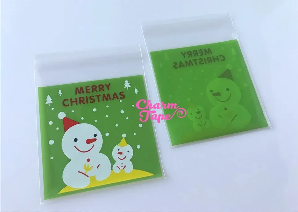 Festive Snowman Gift Bags Cello Bags Self-adhesive Cookie bags - Favors Bags - Party bags 20/50/100 bags CB55