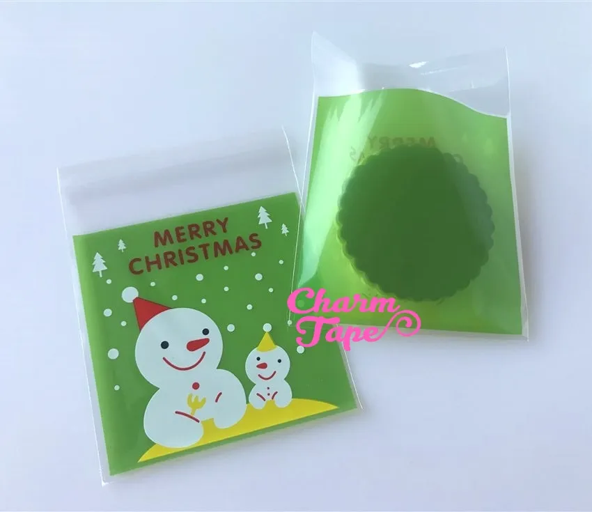 Festive Snowman Gift Bags Cello Bags Self-adhesive Cookie bags - Favors Bags - Party bags 20/50/100 bags CB55