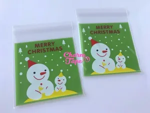 Festive Snowman Gift Bags Cello Bags Self-adhesive Cookie bags - Favors Bags - Party bags 20/50/100 bags CB55